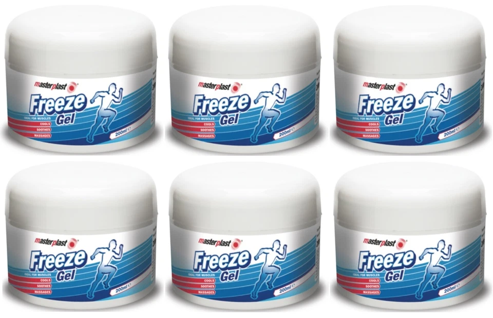 6 Masterplast Freeze Gel Tub Soothes Cools Massages Aching Muscles Relief 200ML
