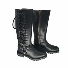 Milwaukee Riders Long Boots Women Gorgeous Black Laced Design W/Side Zipper