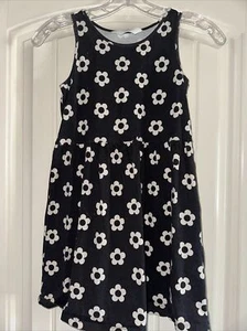 Girls Large 10/12 H&M Black And White Flower Daisy Summer Sun Dress - Picture 1 of 2