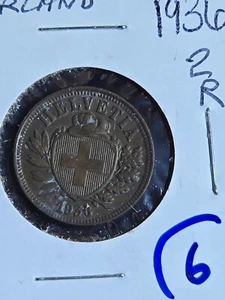 1936-B Switzerland 2 Rappen Lot#E5377 High Grade! Beautiful! - Picture 1 of 2