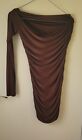 Missguided Brown One Sleeve Mini Dress Size 6