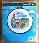 NIP Dimensions Learn a Craft Cross Stitch Kit "Life is Good" w 6" Round Frame