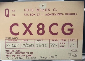 QSL Radio Montevideo Uruguay CX8CG Montevideo 1982 signed DX SWL - Picture 1 of 2