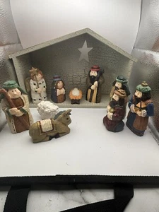 AT HOME AMERICA NATIVITY WITH STABLE 11 piece set Kids Nativity Set - Picture 1 of 17