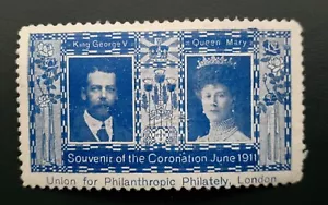 UK Cinderella stamp George V Souvenir of the Coronation June 1911 VIENNA Imprint - Picture 1 of 2