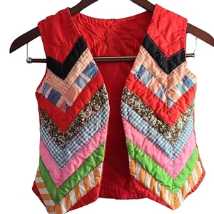 Hand Quilted Vest Small Child Hand Stitched Bohemian OOAK - Picture 1 of 6