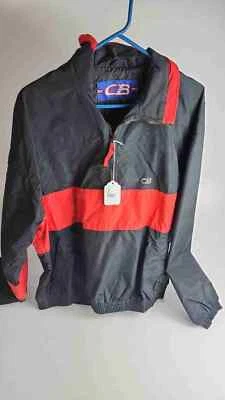 Chaqueta Pullover Deportiva CB De Colección Años 80 90 Para Hombre Negra Roja Talla L Foto 1 de 4