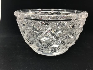 VINTAGE Tiffany and Co CRYSTAL BOWL Bamboo CROSSWORK Pattern THICK Rim SIDES - Picture 1 of 4