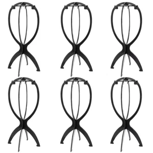 6 Pack Wig Stand Holder, Portable Collapsible Wig Holder Stand for 14.2 In Black - Picture 1 of 11