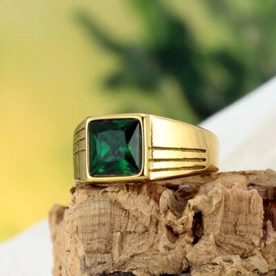 男士方形宝石印章戒指不锈钢小指声明鸡尾酒会 — 第 1/4 张图片