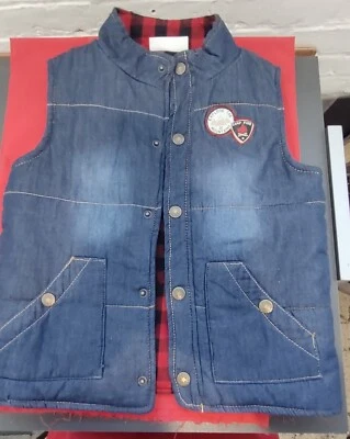 Kids Headquarters Boys 4T Demin Camping Hiking Lined Buffalo Check Vest - Image 1 of 4