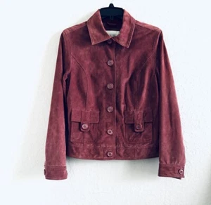 Cherokee Brick Red Suede Leather Button Up Jacket Size Medium - Picture 1 of 7