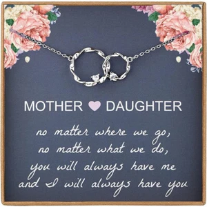 Mother And Daughter Gifts Silver Necklace Mother's Day Birthday Gift For Mum - Picture 1 of 10