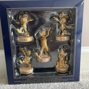 DISNEY PARKS WDW 50TH ANNIVERSARY GOLD ORNAMENT SET FAB 5 Mickey Mouse Christmas - Picture 1 of 7