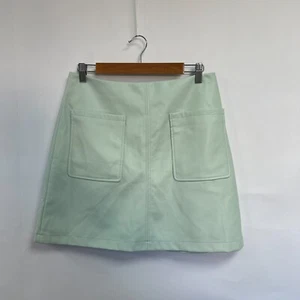 Anthropologie Maeve Faux Leather Mini Skirt. Mint Green. Medium. - Picture 1 of 5