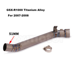Exhaust Tube Middle Link Pipe Titanium Alloy for Suzuki GSXR 1000 2007-2008 51mm