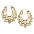 Victorian 9ct Yellow Gold on Silver Oval Spiked Oval Gypsy Creole Hoop Earrings