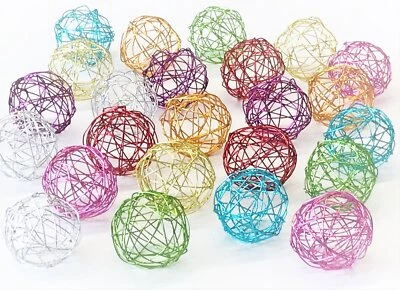 DRAHT BÄLLE 30mm 3cm/24 Stück Drahtbälle Drahtkugeln Tischdeko bunt gemischt MIX - Bild 1 von 3