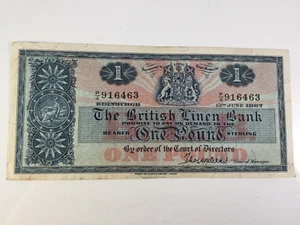 The British Linen Bank £1 note, 13th June 1967, P/4 916463 - Picture 1 of 8