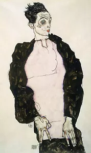 Riproduzioni Egon Schiele: Autoritratto in abito scuro - Stampa fine art - Foto 1 di 1