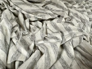 Viscose Blend Single Jersey Fabric, Per Metre - Stripe - Grey Marl & Ivory - Picture 1 of 3