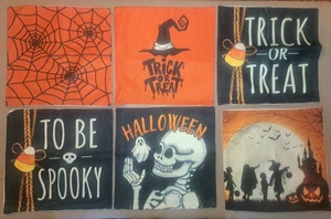 6 federe Halloween lancio 17,5"x17,5" (dolcetto o scherzetto, spettrale, zucca, web - Foto 1 di 8
