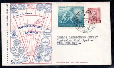 CHILE, SOBRE, BASE ANTARTICA ARTURO PRAT, 1963    #SEPT-130 - Image 1 of 2