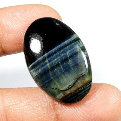 Natural Flashy Blue Tiger Eye Cabochon Gemstone Oval Shape Loose 35 Cts BT-84 - Image 1 of 4