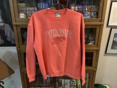 VTG Purdue Boilermakers CHAMPION Salmon SPELL OUT Crew Sweatshirt SZ XL - Cool - Image 1 of 4