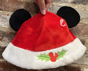 Disney Parks 2025 Mickey Mouse Ears Santa Bucket Hat Christmas Holly Adult NEW - Picture 1 of 2