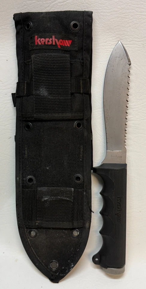 Vintage Kershaw 1005 Saw Tooth Japan Survival Knife & Sheath - Image 1 of 4