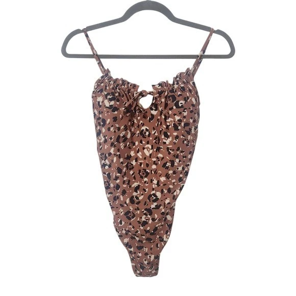Traje de baño de una pieza con estampado de leopardo marrón marino antiguo nuevo con etiquetas talla pequeña Foto 1 de 4