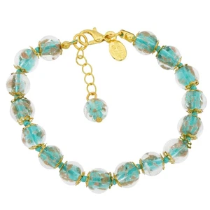 Pulsera de vidrio de Venecia Murano color verde océano italiano cuentas sumerso H - Imagen 1 de 5