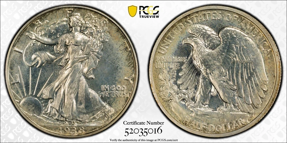 1938-P Walking Liberty Silver Half Dollar 50C PCGS PROOF 63 PR 63 PR 63 Walker - Image 1 of 4