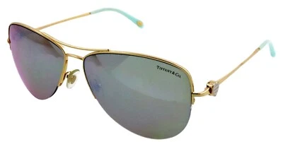 TIFFANY & CO. TF3021 6002/64 60mm Gold Mirror Aviator Sunglasses Italy - Image 1 of 4