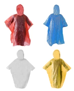 Unisex Adult Durable Lightweight Reusable Waterproof Emergency Rain Poncho - Picture 1 of 16