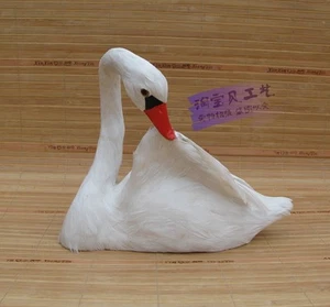 white simulation swan toy plastic&feathers Swan props gift about 25x10x21cm - Picture 1 of 4