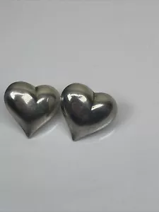 Vintage Sterling Silber 925 massiv großes Herz Ohrstecker Schmuck böhmisch - Bild 1 von 13
