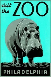 Blue Visit the Philadelphia Zoo Decor Poster. Graphic Art. Interior Design. 2267 - Picture 1 of 1