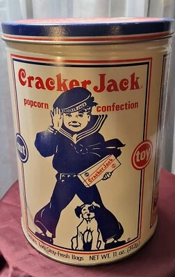 1990 Cracker Jack Popcorn Retro Tin Full NOS Unopened Sealed Confection - Image 1 of 4