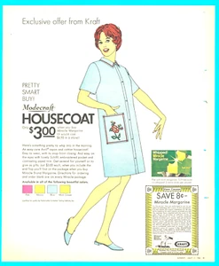 1968 Ladies Housecoat pajamas Kraft PRINT AD duster housecleaning furniture - Picture 1 of 3