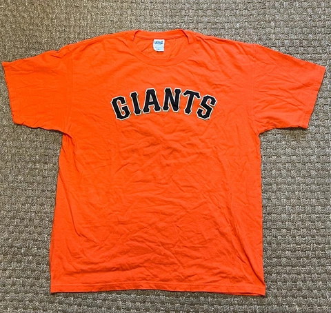 SAN FRANCISCO GIANTS MATT CAIN ORANGE T-SHIRT SGA PRESENTED BY VASKA. SIZE XL Cover