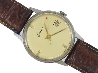 RELOJ ENDURA VINTAGE HECHO EN SUIZA ESFERA DORADA FECHA ANALÓGICO MECÁNICO 33mm * Funciona Foto 1 de 4