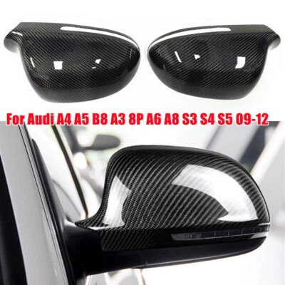 2x Carbon-Optik Spiegelkappen Gehäuse Für Audi A3 8P A4 B8 A5 A6 RS6 C6 A8 Q3 - Bild 1 von 4