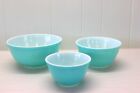 Vintage Pyrex Turquoise Blue Robins Egg Nesting Mixing Bowl Set 401 402 403~NICE