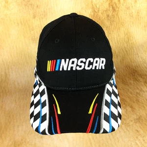 Gorra NASCAR Negra Bandera a Cuadros Auto Carreras Rayas Correa OSFM - Imagen 1 de 10