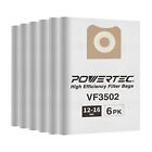 Powertec 75002P3 6Pk Filter Bags For Ridgid Vf3502 12 16 Gal Wet Dry Vacuum