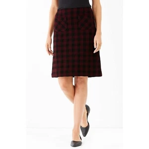 NWT Womens Size Medium J. Jill Dark Check Pattern A-Line Knee-Length Skirt NEW - Picture 1 of 10