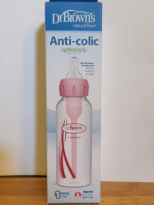 Dr. Brown's Natural Flow Options+ Anti-Colic Narrow Bottle 8 Oz.  - Pink - New - Image 1 of 4