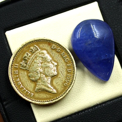 Certified 21.75 Cts Natural Tanzanite Untreated Pear Cabochon Top Grade Gemstone - Image 1 of 4